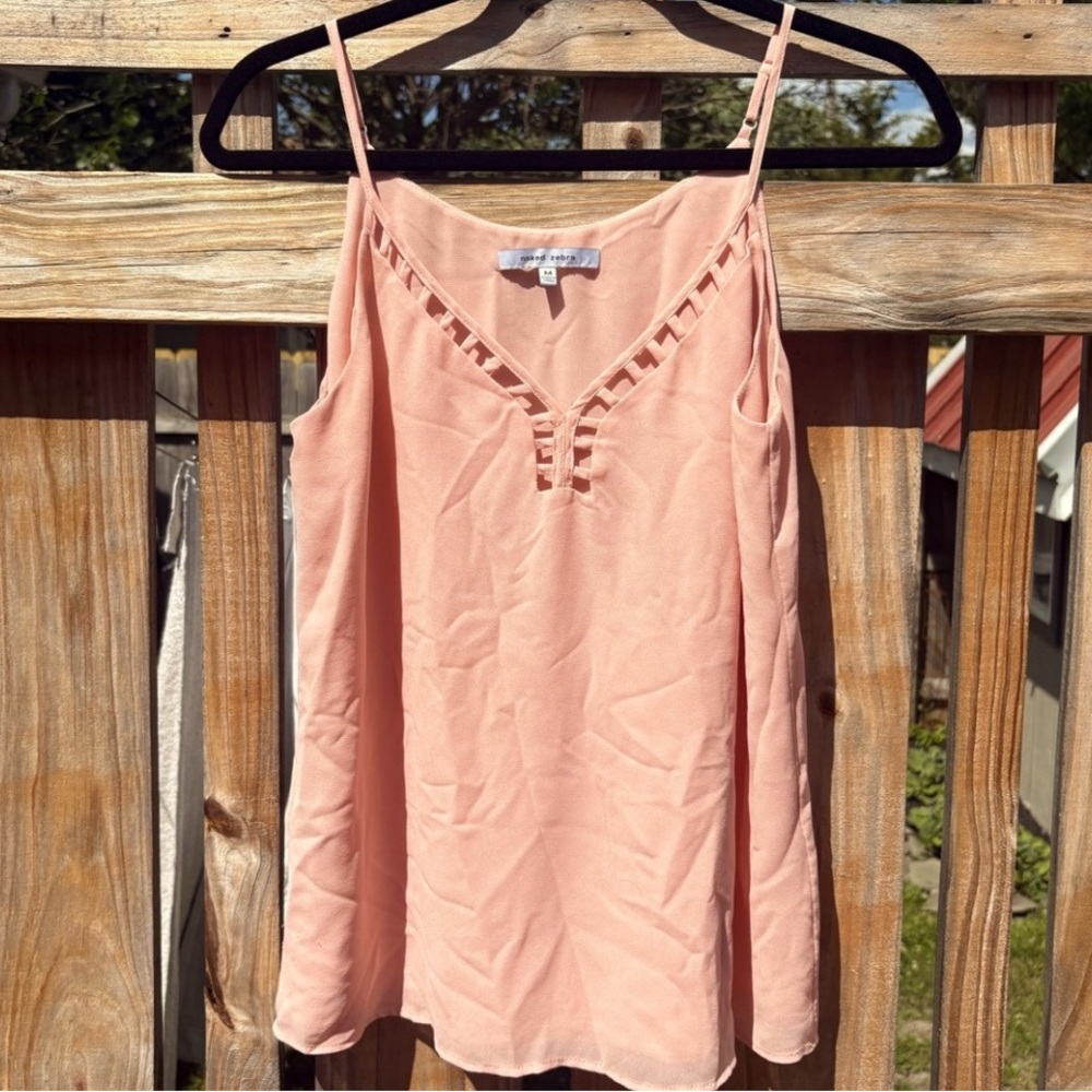 Peach Sleeveless Top with Strap Detail